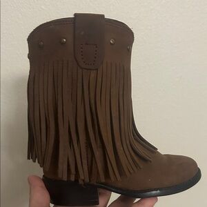 Old West Brown Kids Fringe Boots